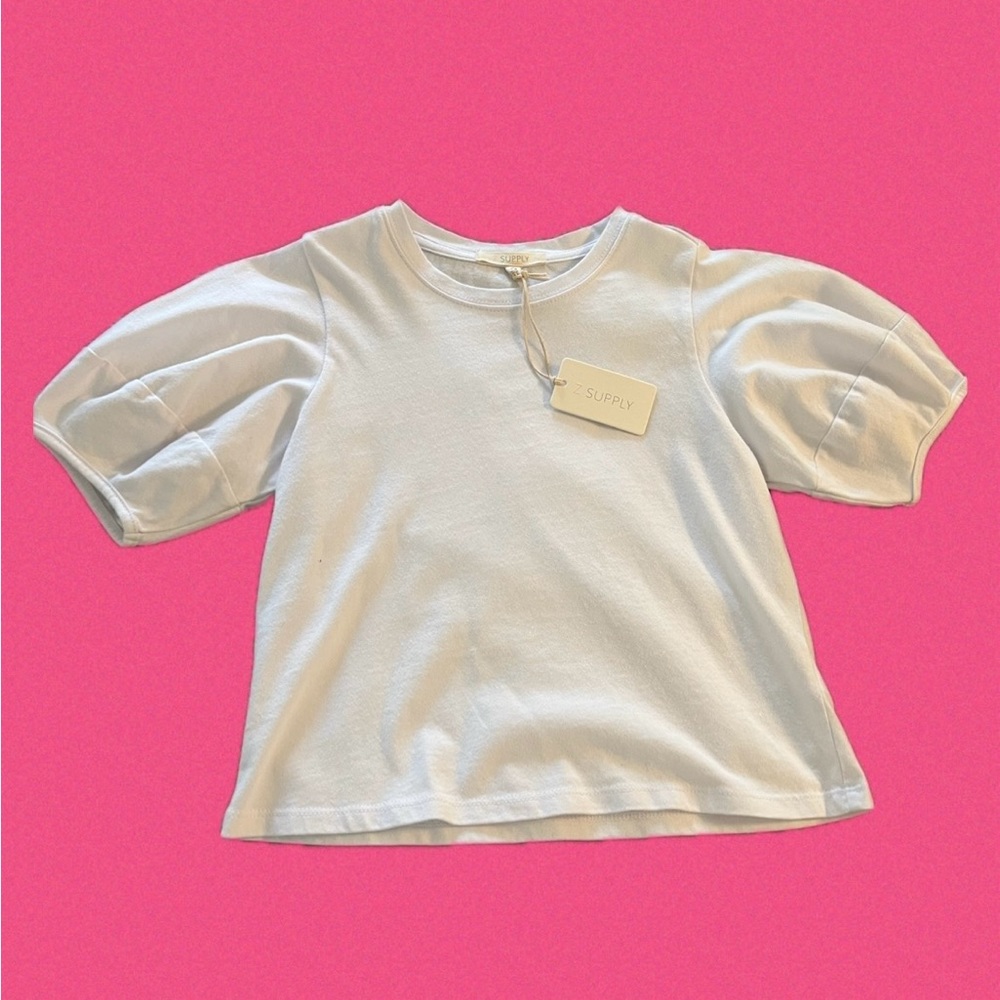 Girls NWT Z Supply White Puff Sleeve Sweater